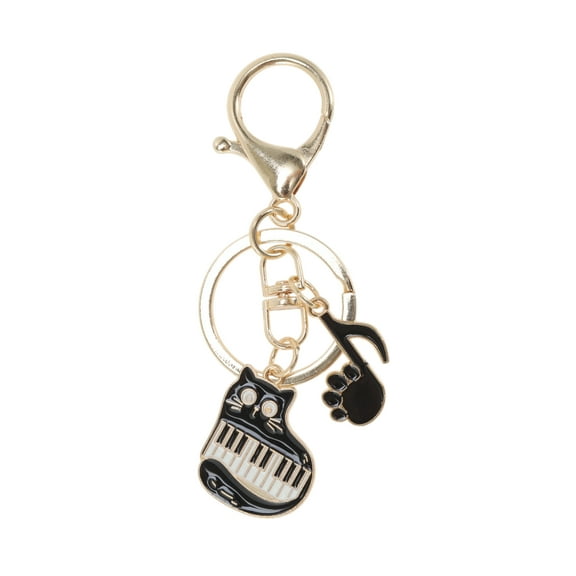 Unique Bargains 1 Pc Handbag Charms Keychains Keyboard Cats Bag Accessories Black White
