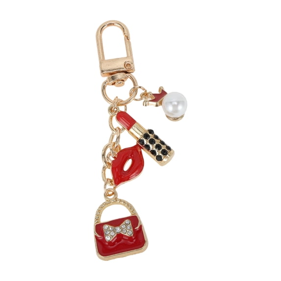 Unique Bargains 1 Pc Handbag Charms Keychains Lipstick Bag Accessories Red