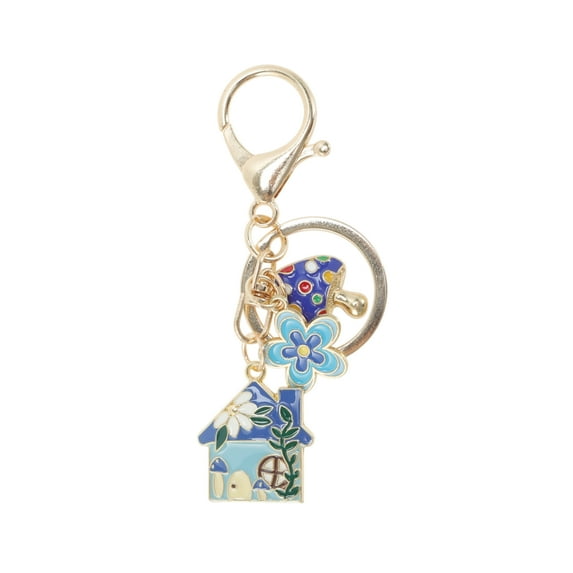 Unique Bargains 1 Pc Handbag Charms Keychains Mushroom House Bag Accessories Blue