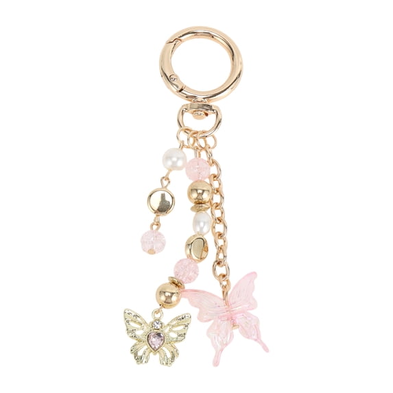 Unique Bargains 1 Pc Handbag Charms Keychains Reusable Butterfly Bag Accessories Pink