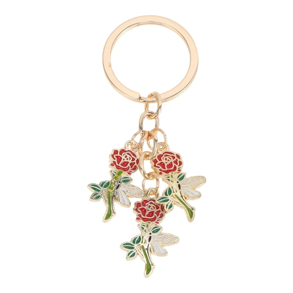 Unique Bargains 1 Pc Handbag Charms Keychains Rose Flower Bag Accessories Red