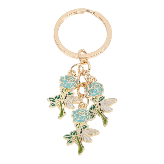 Unique Bargains 1 Pc Handbag Charms Keychains Rose Flower Bag Accessories Sky Blue