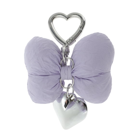 Unique Bargains 1 Pc Handbag Charms Keychains Stylish Bow Heart Bag Accessories Purple