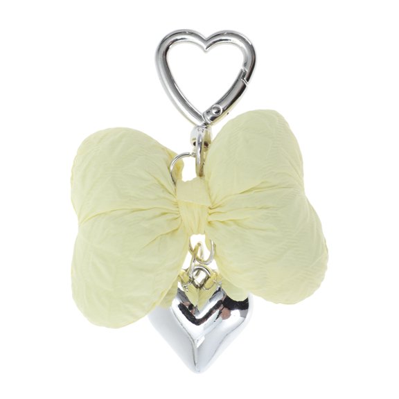 Unique Bargains 1 Pc Handbag Charms Keychains Stylish Bow Heart Bag Accessories Yellow