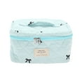thumbnail image 1 of Unique Bargains 1 Pc Handheld Bow Embroidery Makeup Bag Blue Polyester, 1 of 4