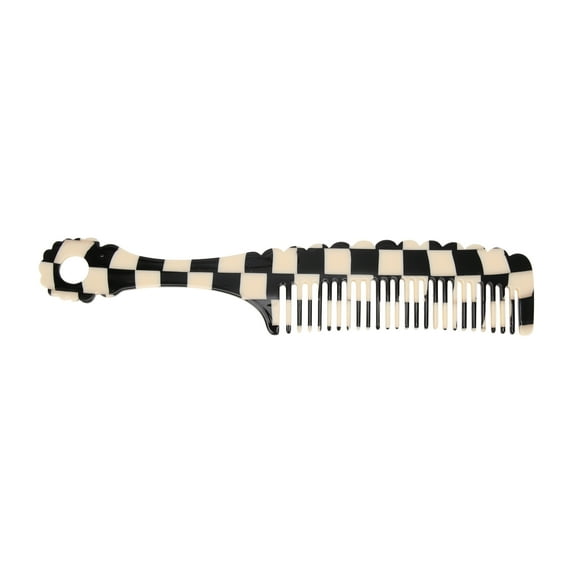 Unique Bargains 1 Pc Handle Wavy Hair Comb Black White Acetate Sheet