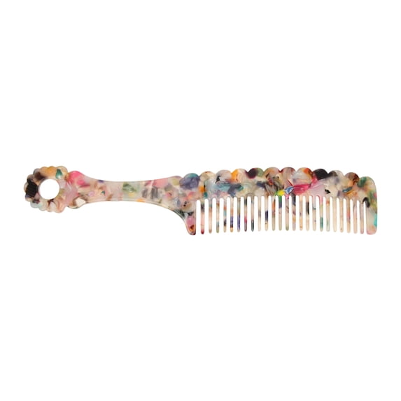 Unique Bargains 1 Pc Handle Wavy Hair Comb Multicolor Acetate Sheet