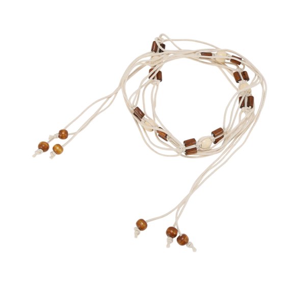Unique Bargains 1 Pc Handmade Cord Belt Elegant Hand-beaded Weaving Adjustable Waist Cord Beige