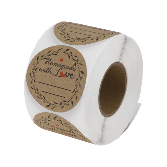 Unique Bargains 1 Pc Handwritable Round Model B Gift stickers 1.97"x1.97" Brown