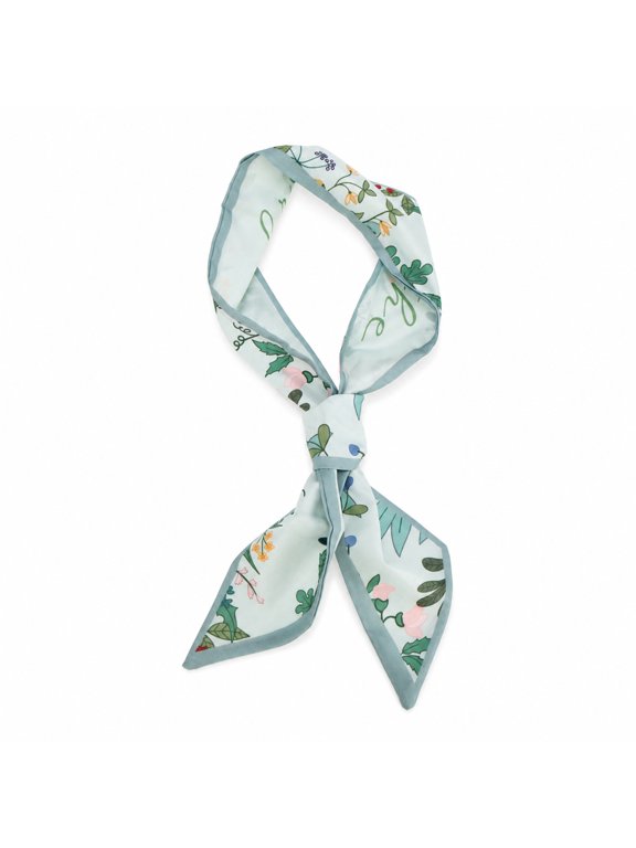 1 Pc Head Scarf Leaf Print Neck Scarf Light Green