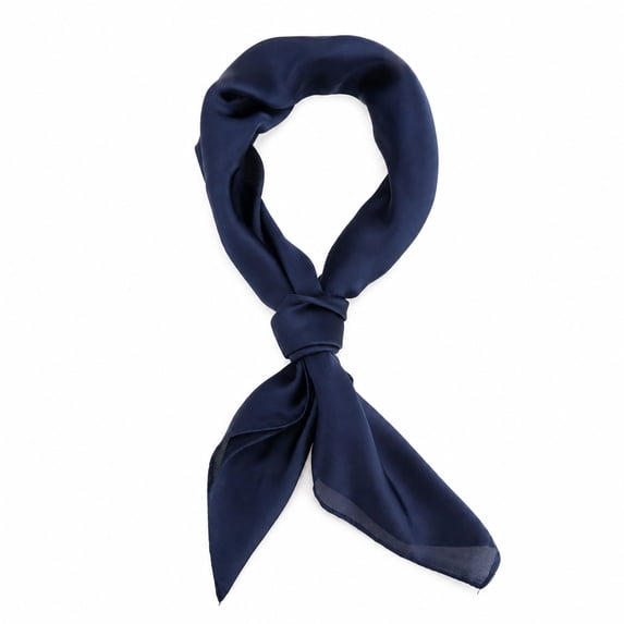Unique Bargains 1 Pc Head Scarves Bandana Solid Color Satin Neck Scarf Navy Blue
