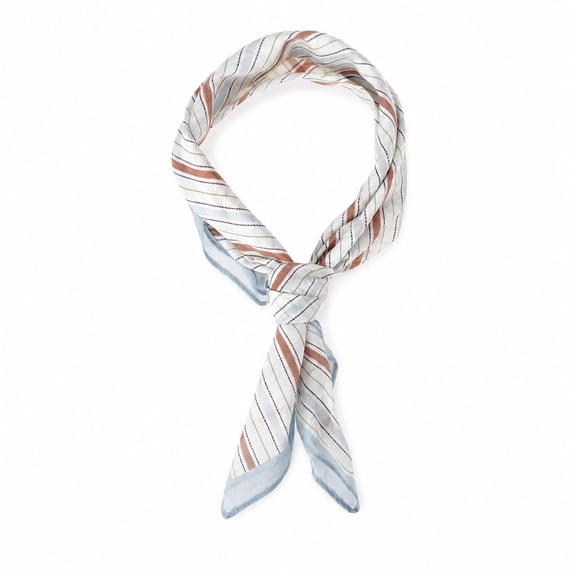 Unique Bargains 1 Pc Head Scarves Bandana Stripe Neck Scarf Blue Brown