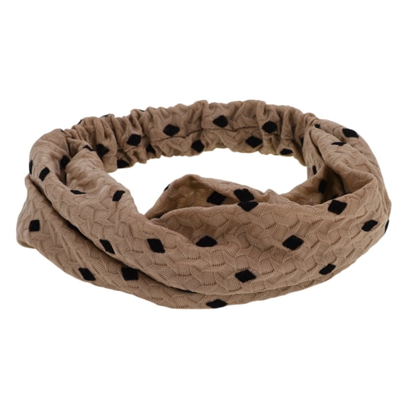 Unique Bargains 1 Pc Headband Argyle Lace Wide Hairband for Women Khaki