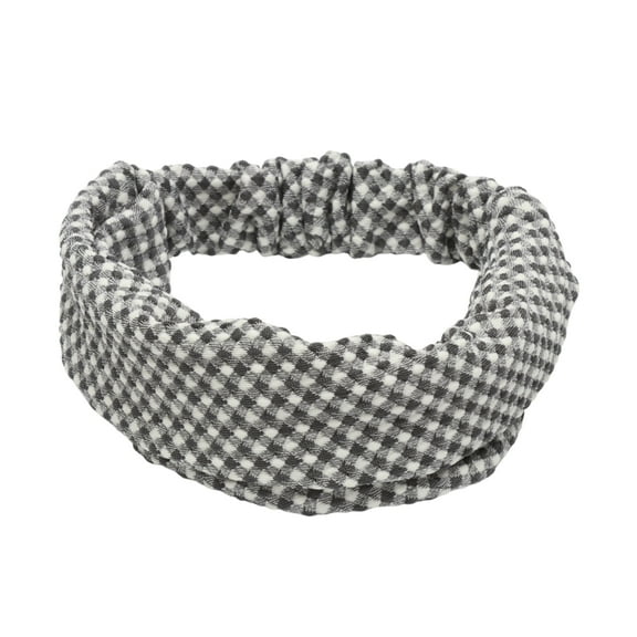 Unique Bargains 1 Pc Headband Argyle Wide Fabric Hairband for Women Gray