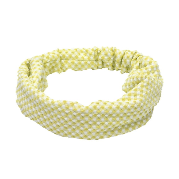 Unique Bargains 1 Pc Headband Argyle Wide Fabric Hairband for Women Light Yellow