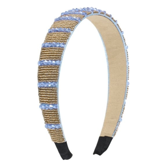Unique Bargains 1 Pc Headband Beads Wide-brimmed Hair Accessories for Women Light Blue