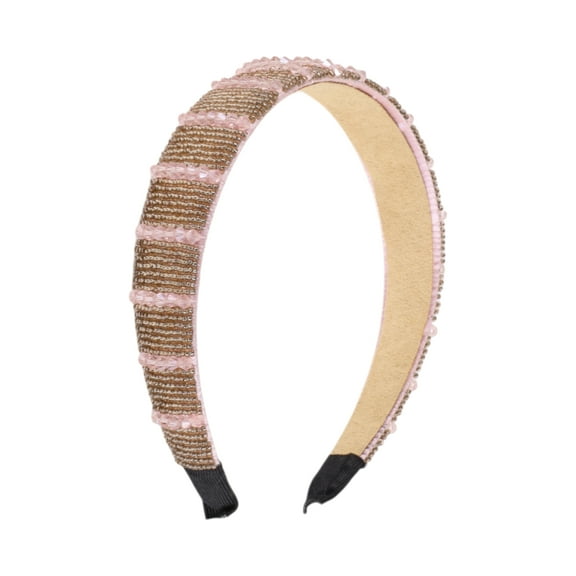 Unique Bargains 1 Pc Headband Beads Wide-brimmed Hair Accessories for Women Pink