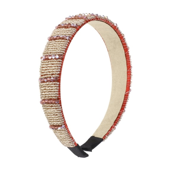 Unique Bargains 1 Pc Headband Beads Wide-brimmed Hair Accessories for Women Purple