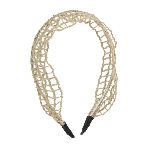 Unique Bargains 1 Pc Headband Bohemian Weaving Wide Hair Accessories Beige Light Brown
