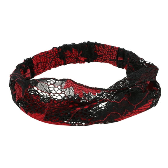 Unique Bargains 1 Pc Headband Breathable Maple Leaf Lace Hairband for Women Black