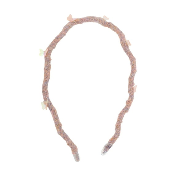 Unique Bargains 1 Pc Headband Butterfly Yarn Hair Accessories for Women Pink