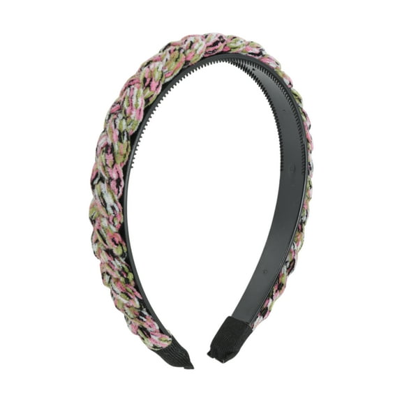 Unique Bargains 1 Pc Headband Cable Knit Hair Accessories for Women Pink Green