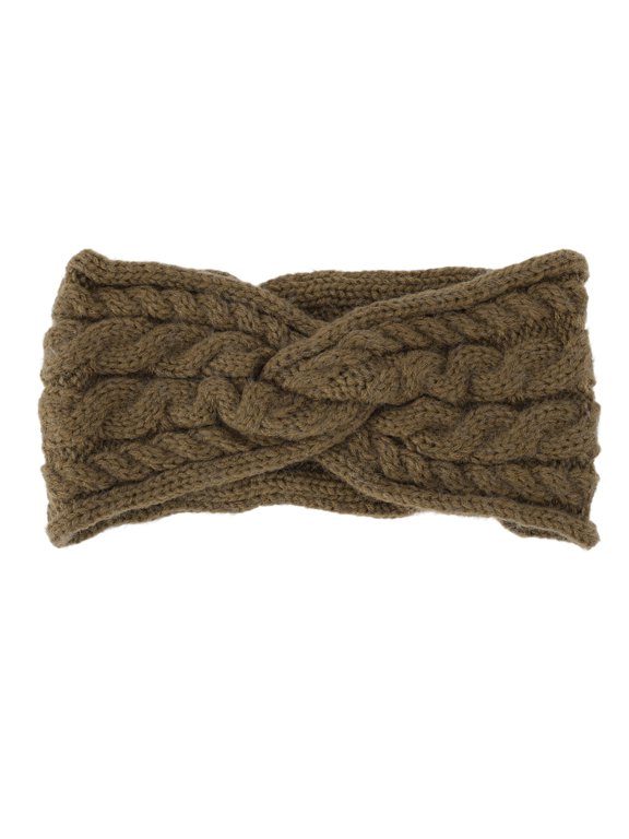 1 Pc Headband Cable Knit Hairband Khaki