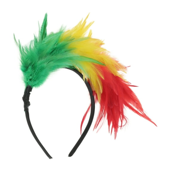 Unique Bargains 1 Pc Headband Color Matching Feathers Hair Accessories for Women Green Yellow