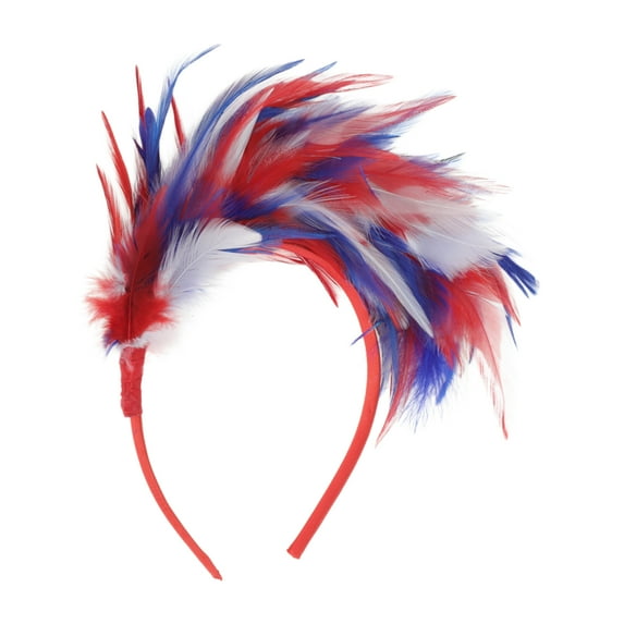 Unique Bargains 1 Pc Headband Color Matching Feathers Hair Accessories for Women Red White
