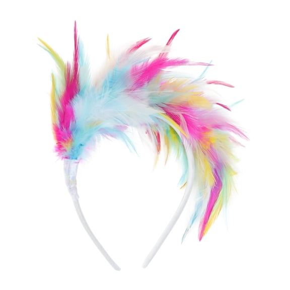 Unique Bargains 1 Pc Headband Color Matching Feathers Hair Accessories for Women White Yellow