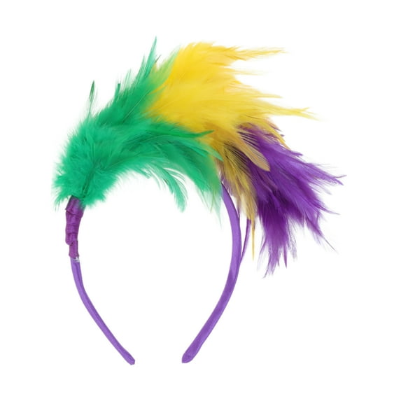 Unique Bargains 1 Pc Headband Color Matching Feathers Hair Accessories for Women Yellow Purple