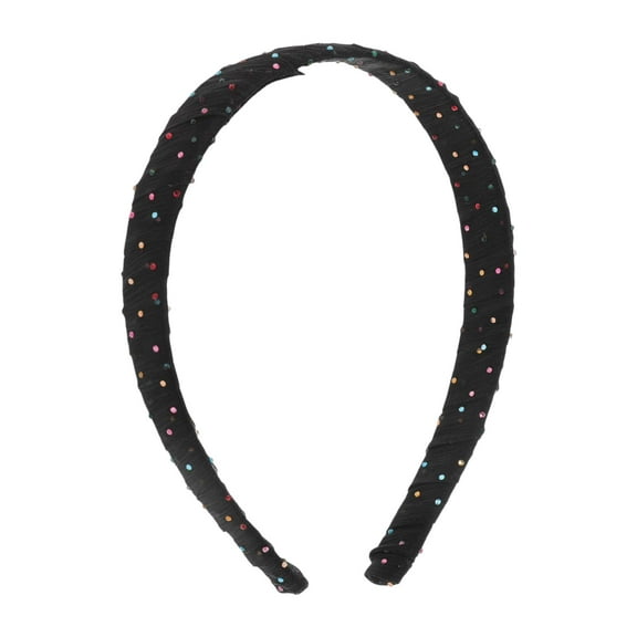 Unique Bargains 1 Pc Headband Colored Rhinestones Hair Accessories Black