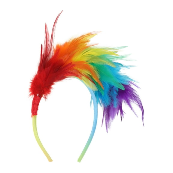 Unique Bargains 1 Pc Headband Colorful Feathers Hair Accessories for Women Red Yellow