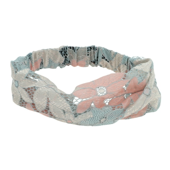 Unique Bargains 1 Pc Headband Eight-leaf Flower Lace Wide Hairband for Women Beige