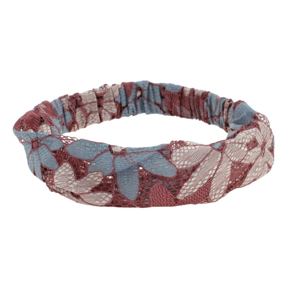 Unique Bargains 1 Pc Headband Eight-leaf Flower Lace Wide Hairband for Women Purple, Pink