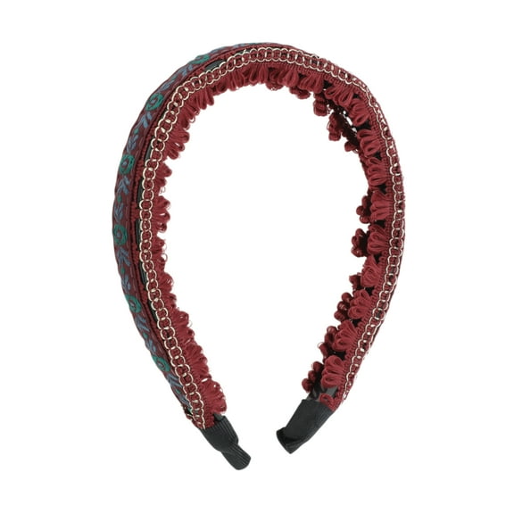 Unique Bargains 1 Pc Headband Embroidery Flower Hair Accessories for Women Red