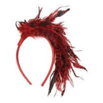 Unique Bargains 1 Pc Headband Fashion Feather Hair Accessories for Women Red