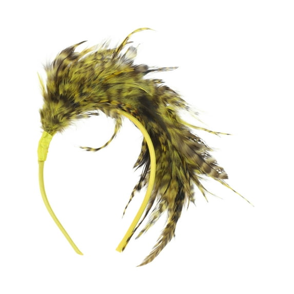 Unique Bargains 1 Pc Headband Fashion Feather Hair Accessories for Women Yellow Black