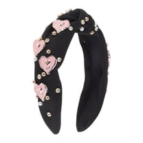 Unique Bargains 1 Pc Headband Faux Diamond Heart Hair Accessories for Women Black