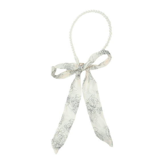 Unique Bargains 1 Pc Headband Faux Pearl Floral Hair Accessories for Women Black