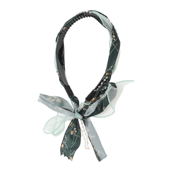 Unique Bargains 1 Pc Headband Faux Pearl Hair Accessories for Women Green