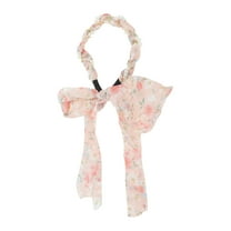 Unique Bargains 1 Pc Headband Faux Pearl Ribbons Hair Accessories for Women Light Pink