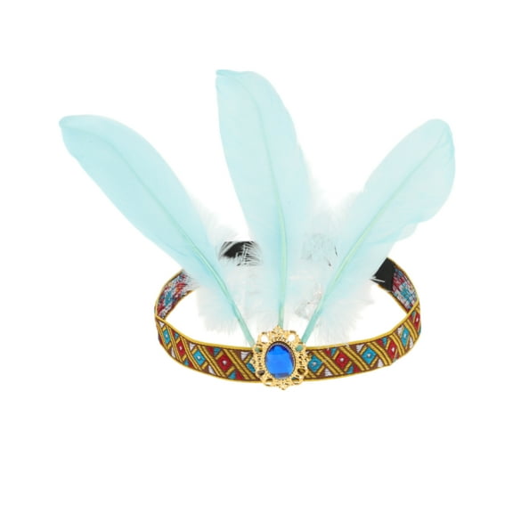 Unique Bargains 1 Pc Headband Feather Elastic Band Hairband for Women Sky Blue
