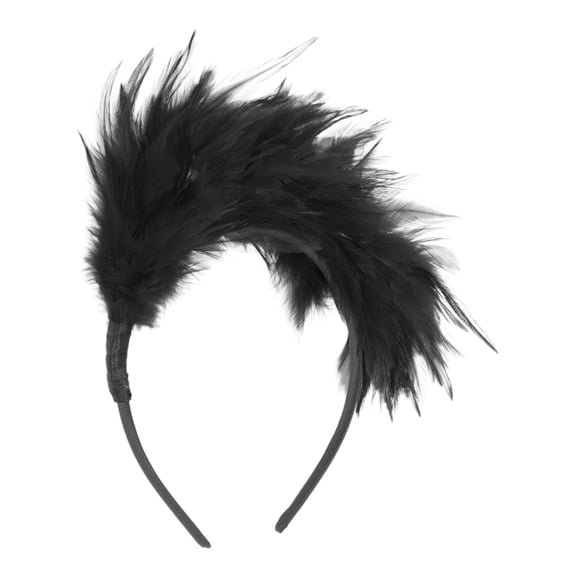 Unique Bargains 1 Pc Headband Feathers Hair Accessories for Women Black