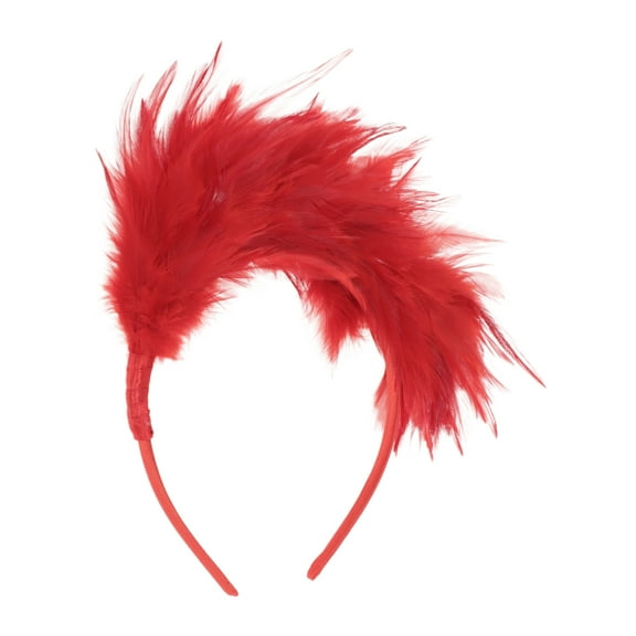 Unique Bargains 1 Pc Headband Feathers Hair Accessories for Women Red
