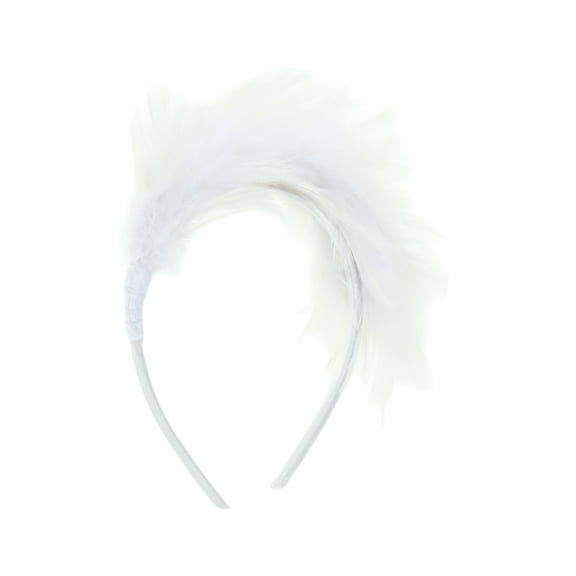 Unique Bargains 1 Pc Headband Feathers Hair Accessories for Women White