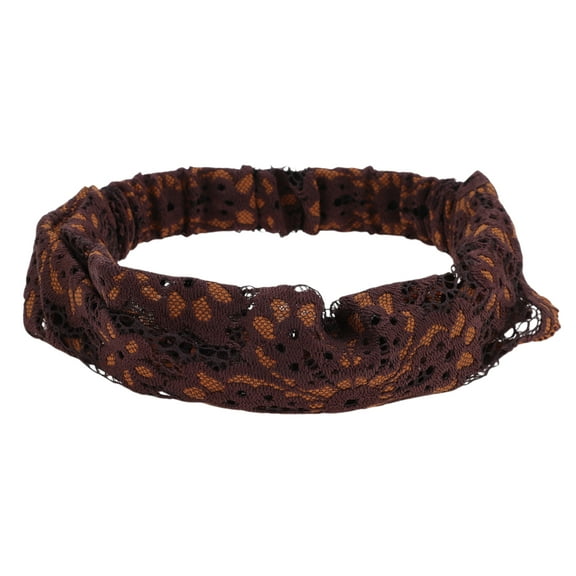 Unique Bargains 1 Pc Headband Fireworks Thin Lace Wide Hairband for Women Coffee Color