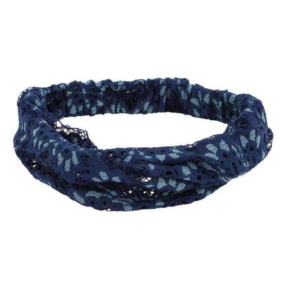 Unique Bargains 1 Pc Headband Fireworks Thin Lace Wide Hairband for Women Navy Blue