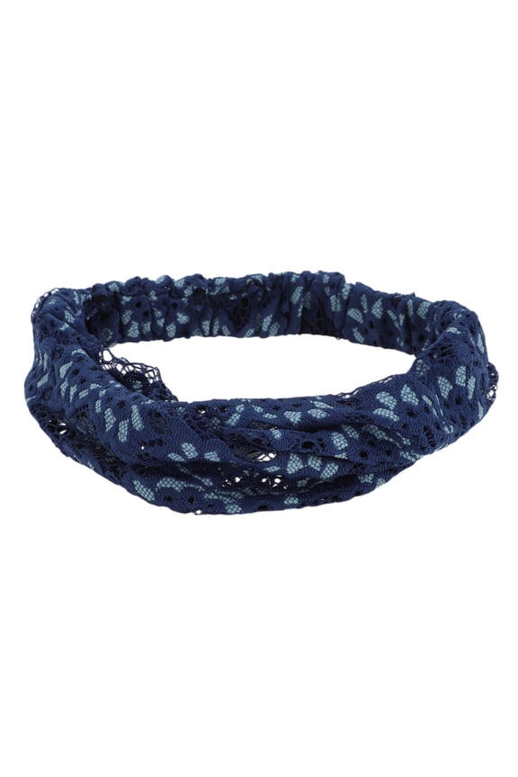 1 Pc Headband Fireworks Thin Lace Wide Hairband for Women Navy Blue
