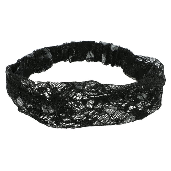 Unique Bargains 1 Pc Headband Floral Lace Wide Hairband for Women Black